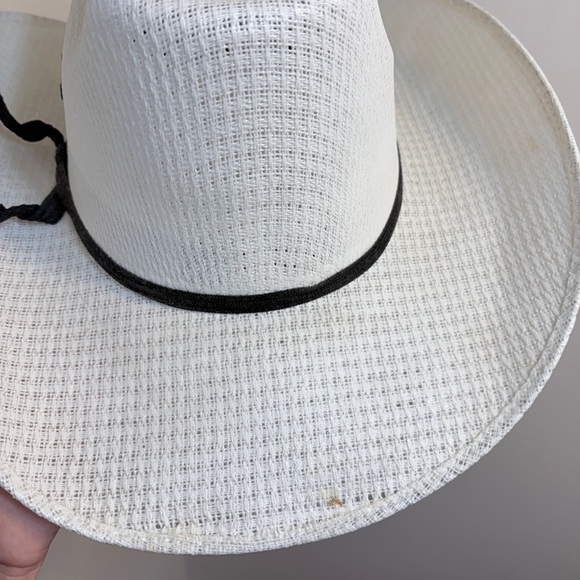 Other - White Woven Cowboy Hat with Black Band